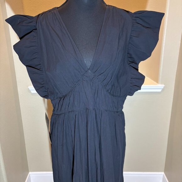 🩷 NWT Tuckernuck Sutton Cottagecore Black Maxi Dress Flutter Sleeves Size XXL - Picture 2 of 9